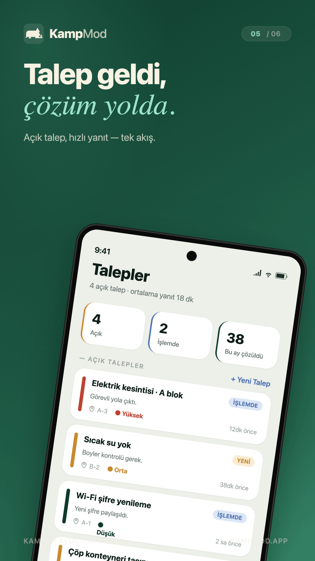 Talepler — açık ticketlar ve atamalar