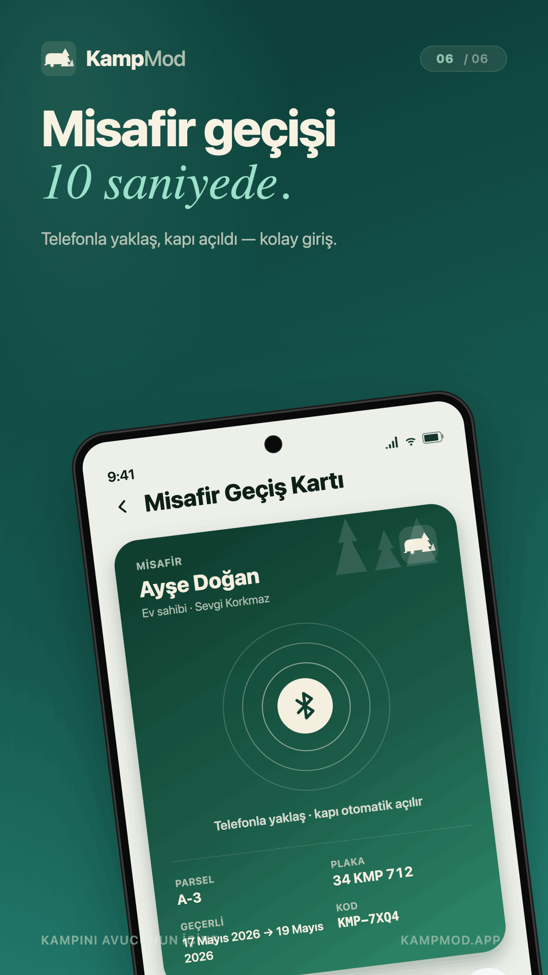 Misafir geçiş kartı — Bluetooth ile bariyer açılışı